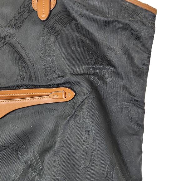 Lauren Ralph Lauren Nylon Tote Bag Zipper Top Black - Picture 3 of 6